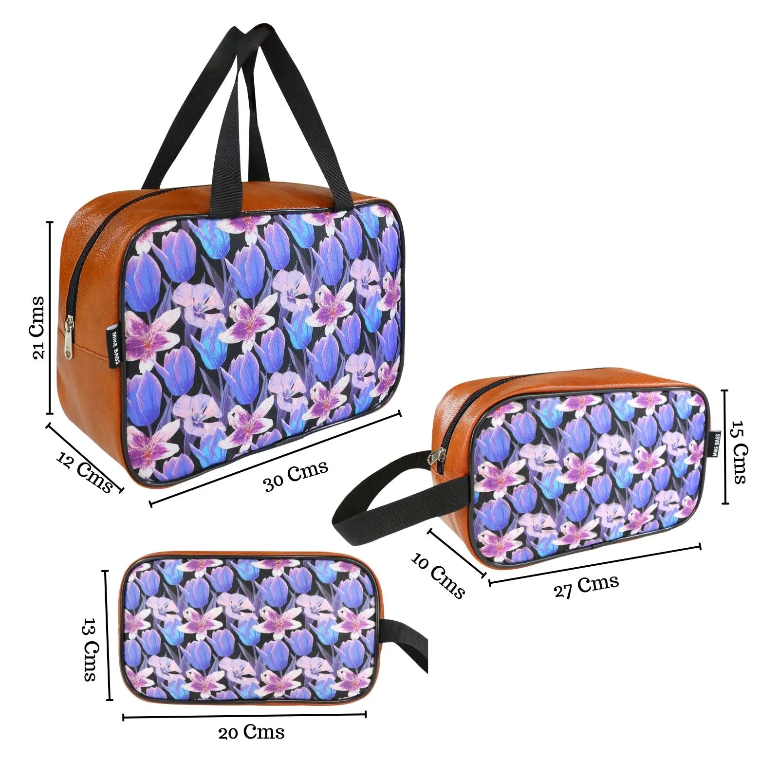 Mike Multi-Functional Makeup Pouch for Women set of 3 - Tan
