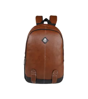 Mike Octane 21L Faux Leather Laptop Backpack -  Tan
