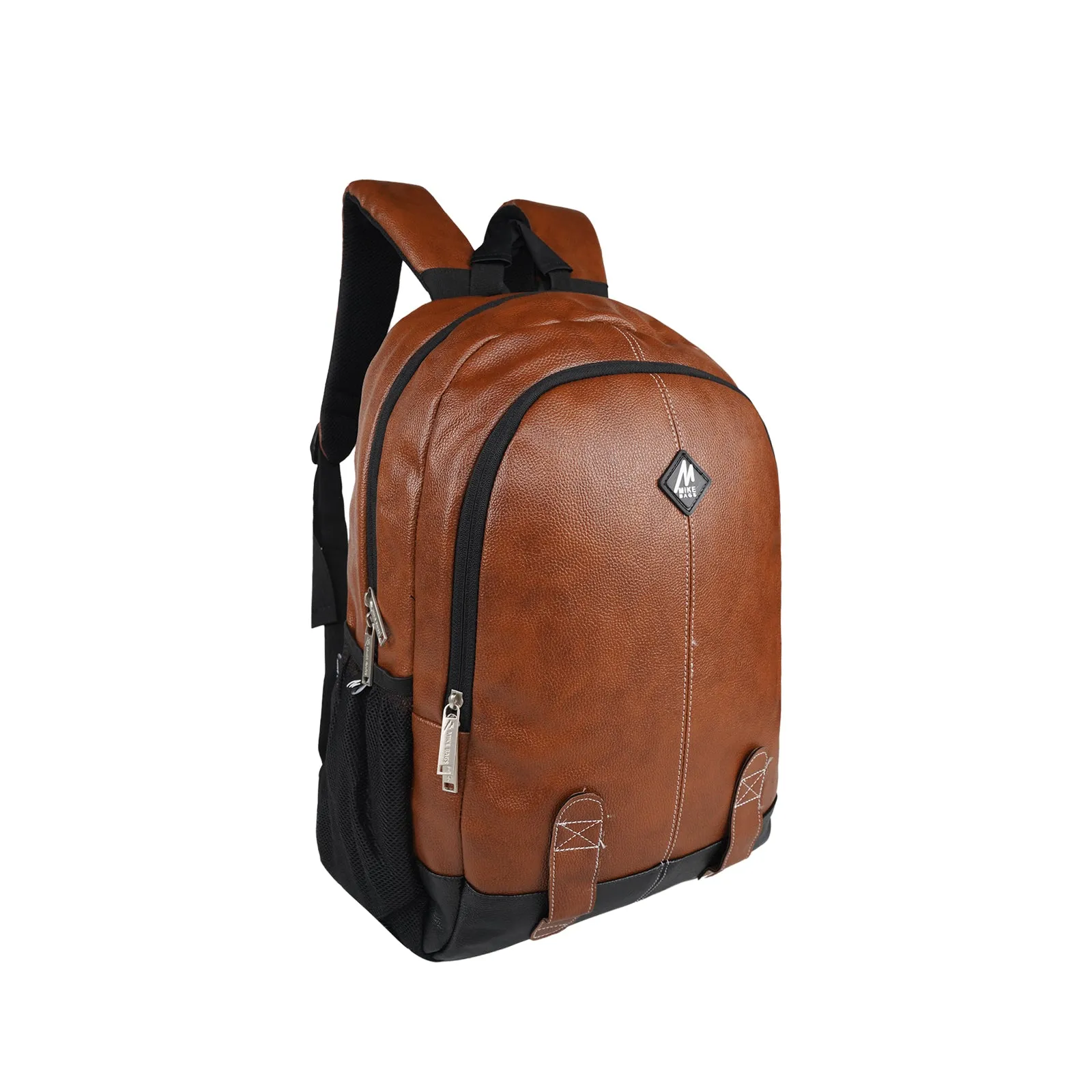 Mike Octane 21L Faux Leather Laptop Backpack -  Tan