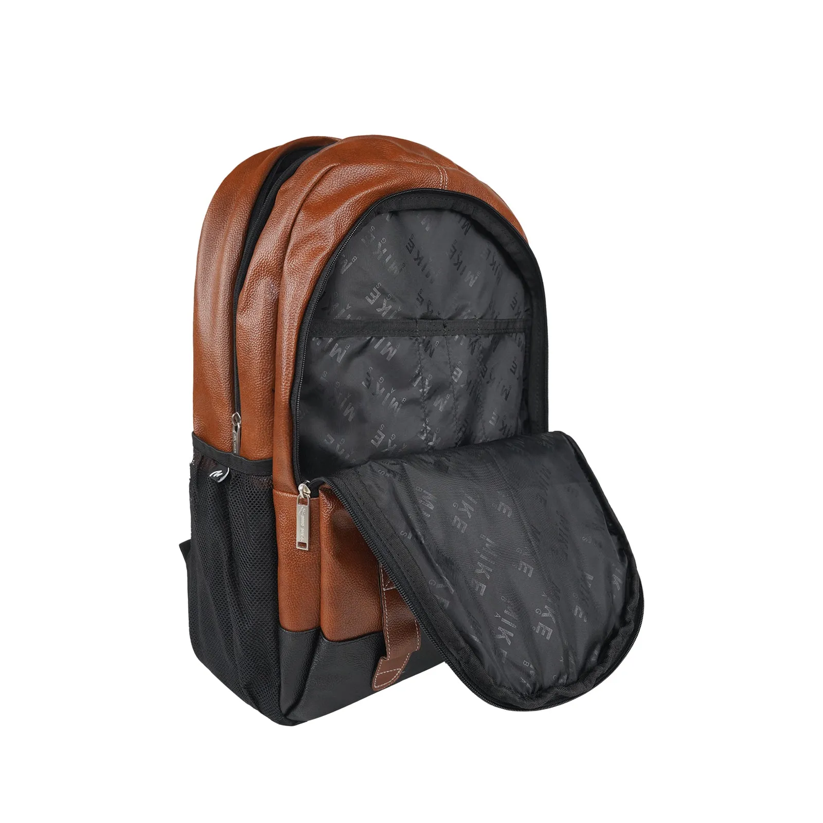 Mike Octane 21L Faux Leather Laptop Backpack -  Tan