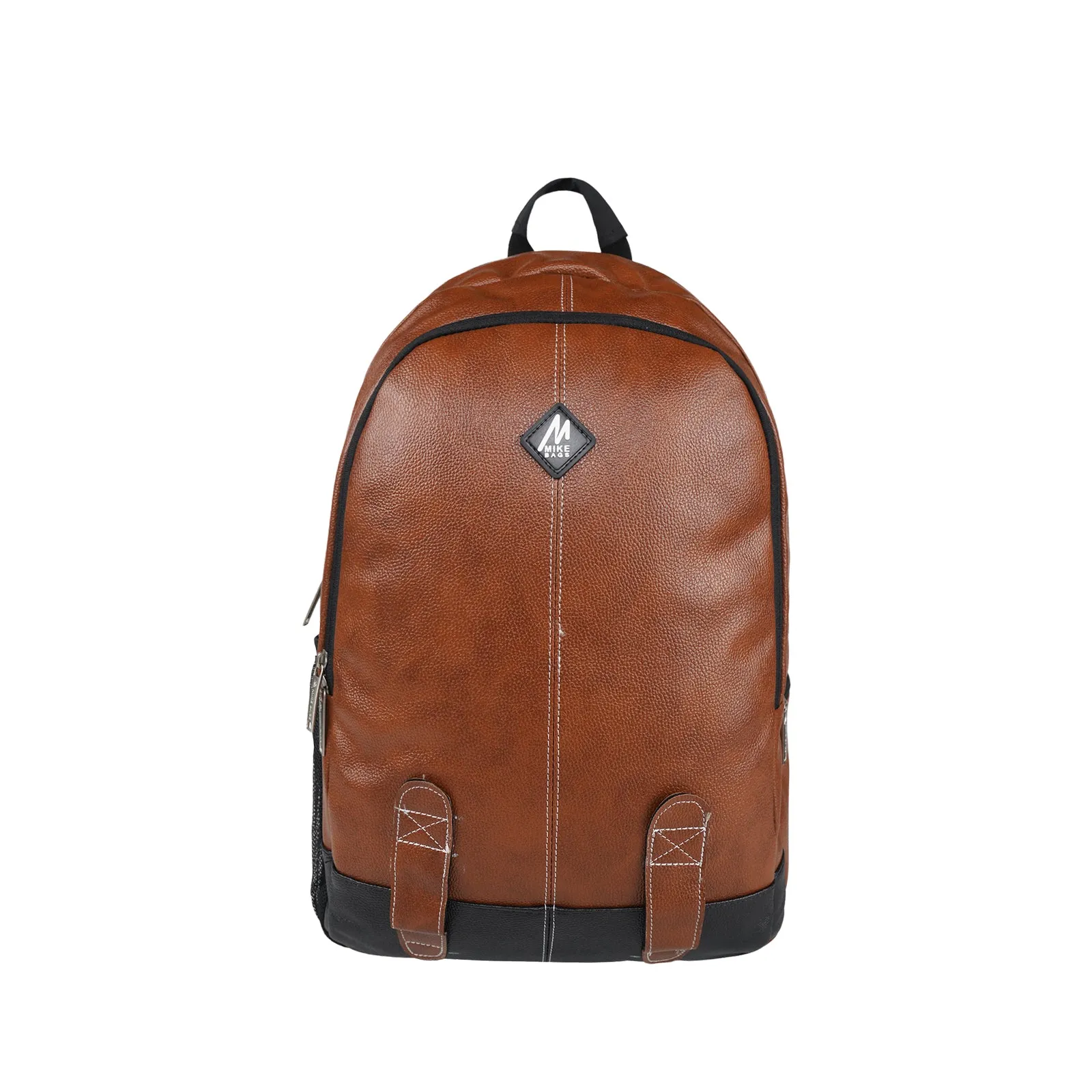 Mike Octane 21L Faux Leather Laptop Backpack -  Tan