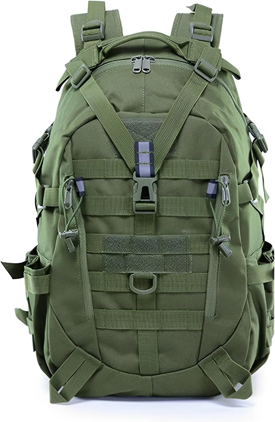 Military Tactical Backpack for Men - Large Capacity, Night Reflective Strip, Ideal for Camping and Work (green)