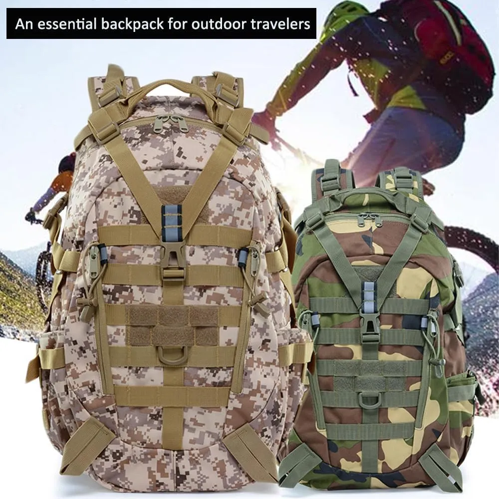 Military Tactical Backpack for Men - Large Capacity, Night Reflective Strip, Ideal for Camping and Work (green)