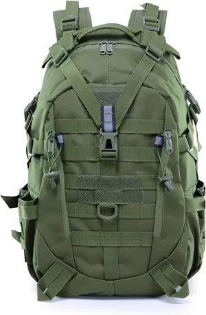 Military Tactical Backpack for Men - Large Capacity, Night Reflective Strip, Ideal for Camping and Work (green)
