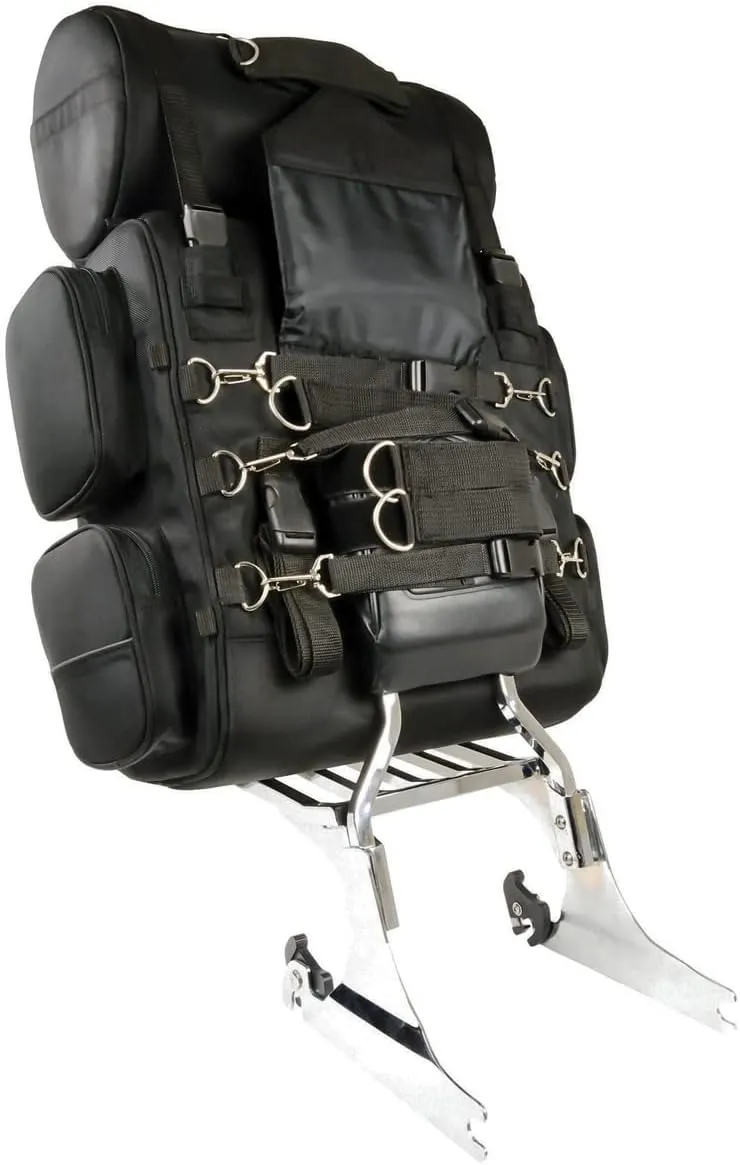 Milwaukee Leather SH680 Large Black Textile Motorcycle Sissy Bar Travel Bag - Large