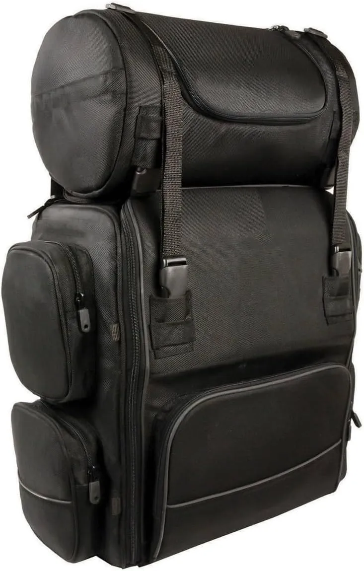 Milwaukee Leather SH680 Large Black Textile Motorcycle Sissy Bar Travel Bag - Large