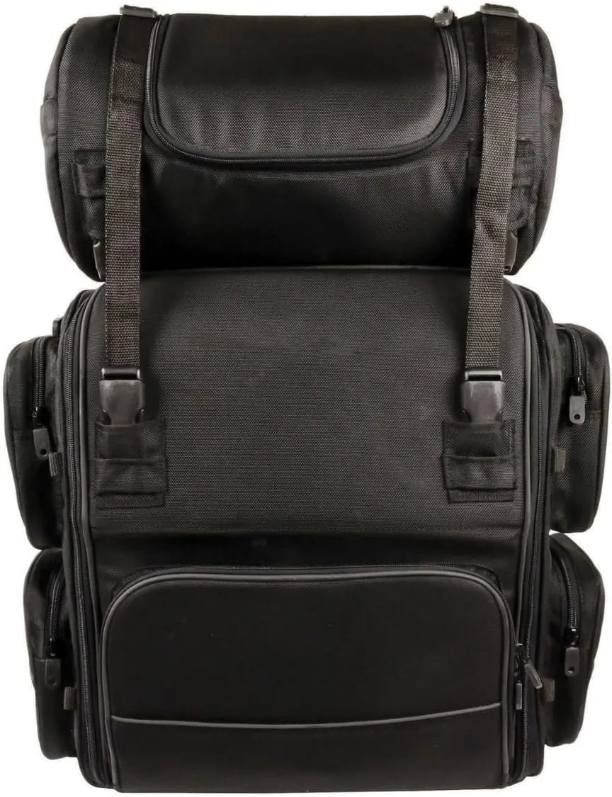 Milwaukee Leather SH680 Large Black Textile Motorcycle Sissy Bar Travel Bag - Large