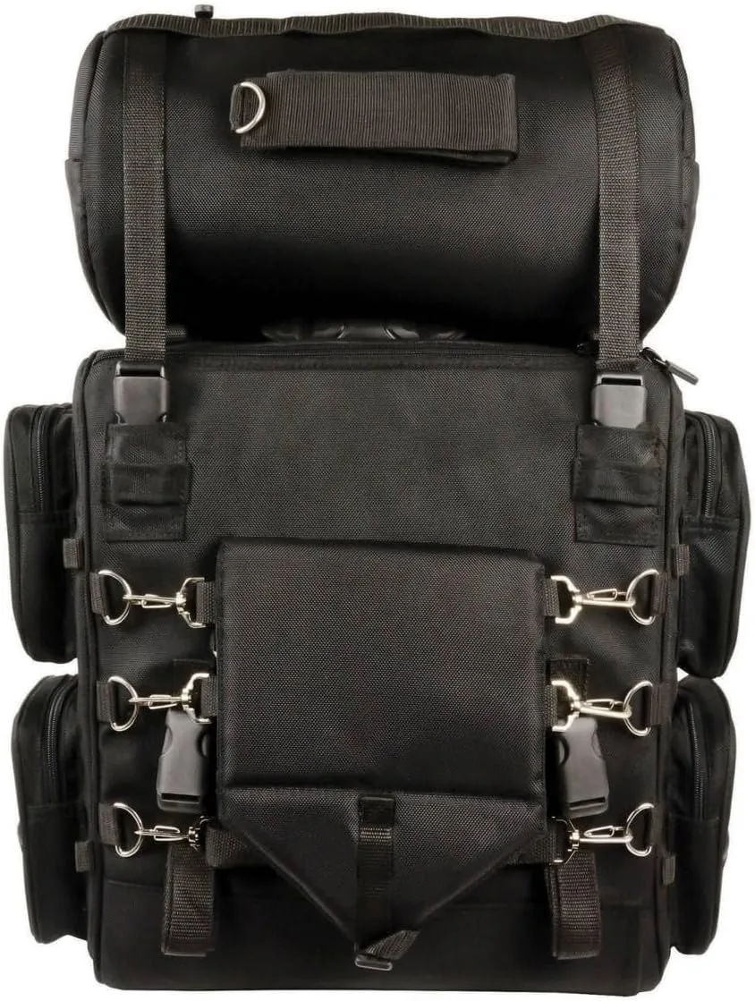 Milwaukee Leather SH680 Large Black Textile Motorcycle Sissy Bar Travel Bag - Large