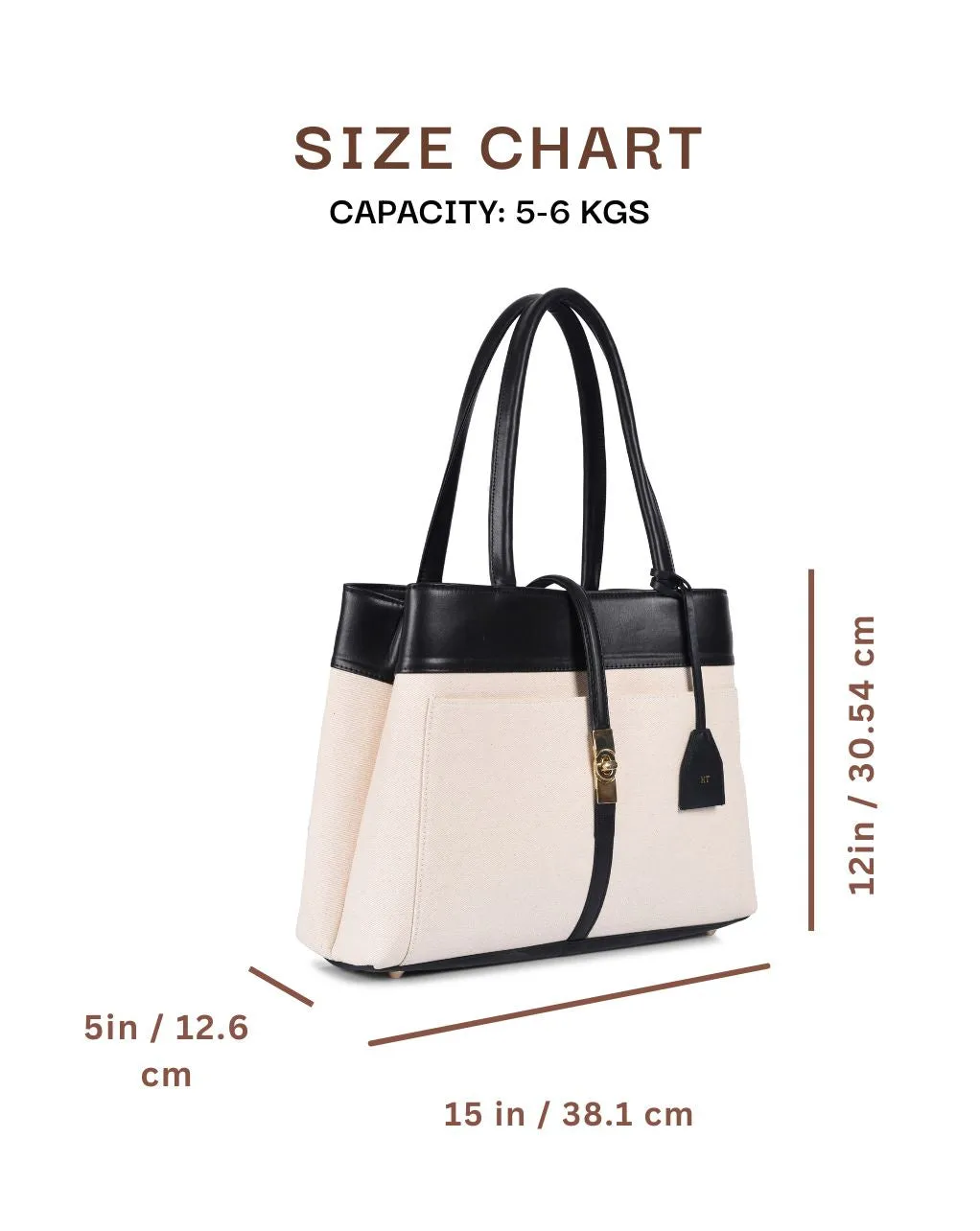 MINDY TOTE BAG | BEIGE & BLACK | MEDIUM