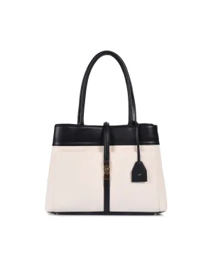 MINDY TOTE BAG | BEIGE & BLACK | MEDIUM