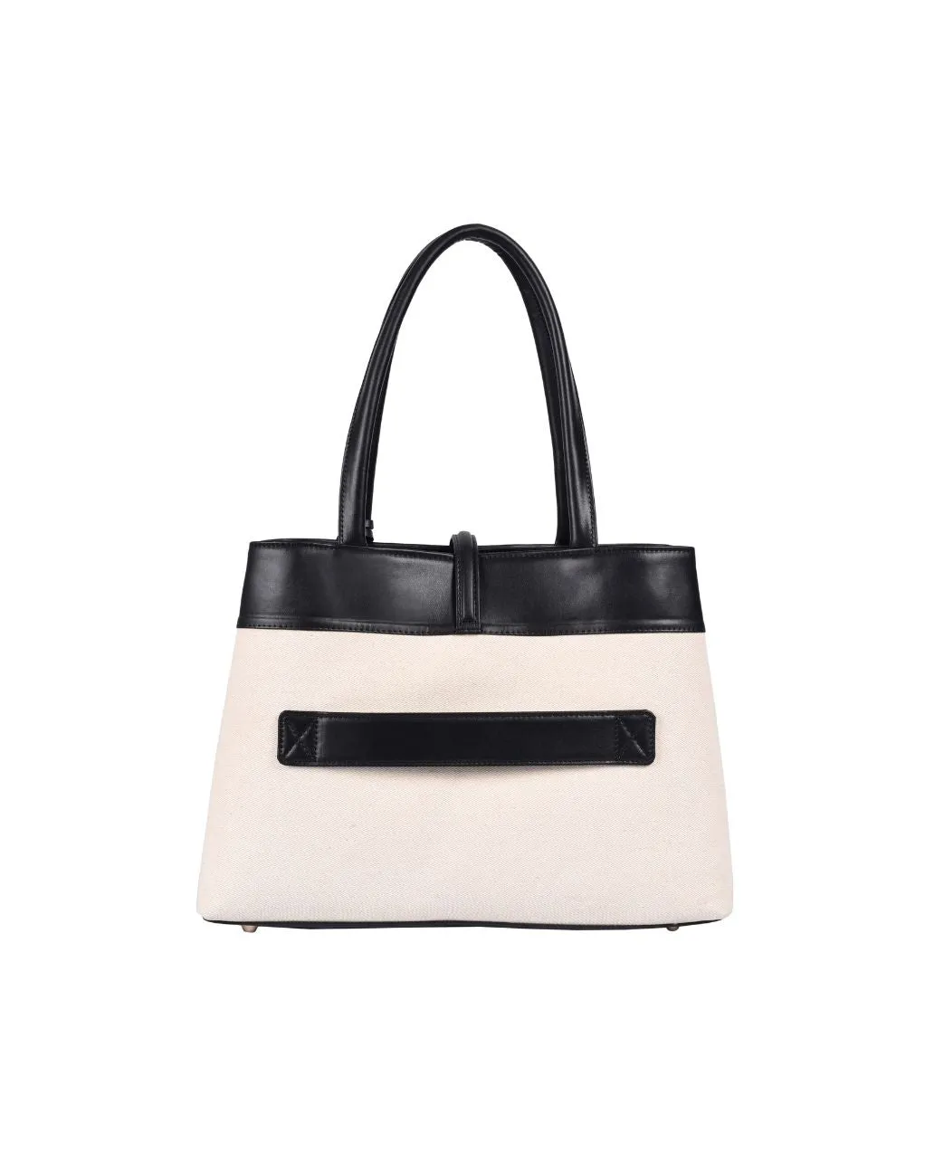 MINDY TOTE BAG | BEIGE & BLACK | MEDIUM