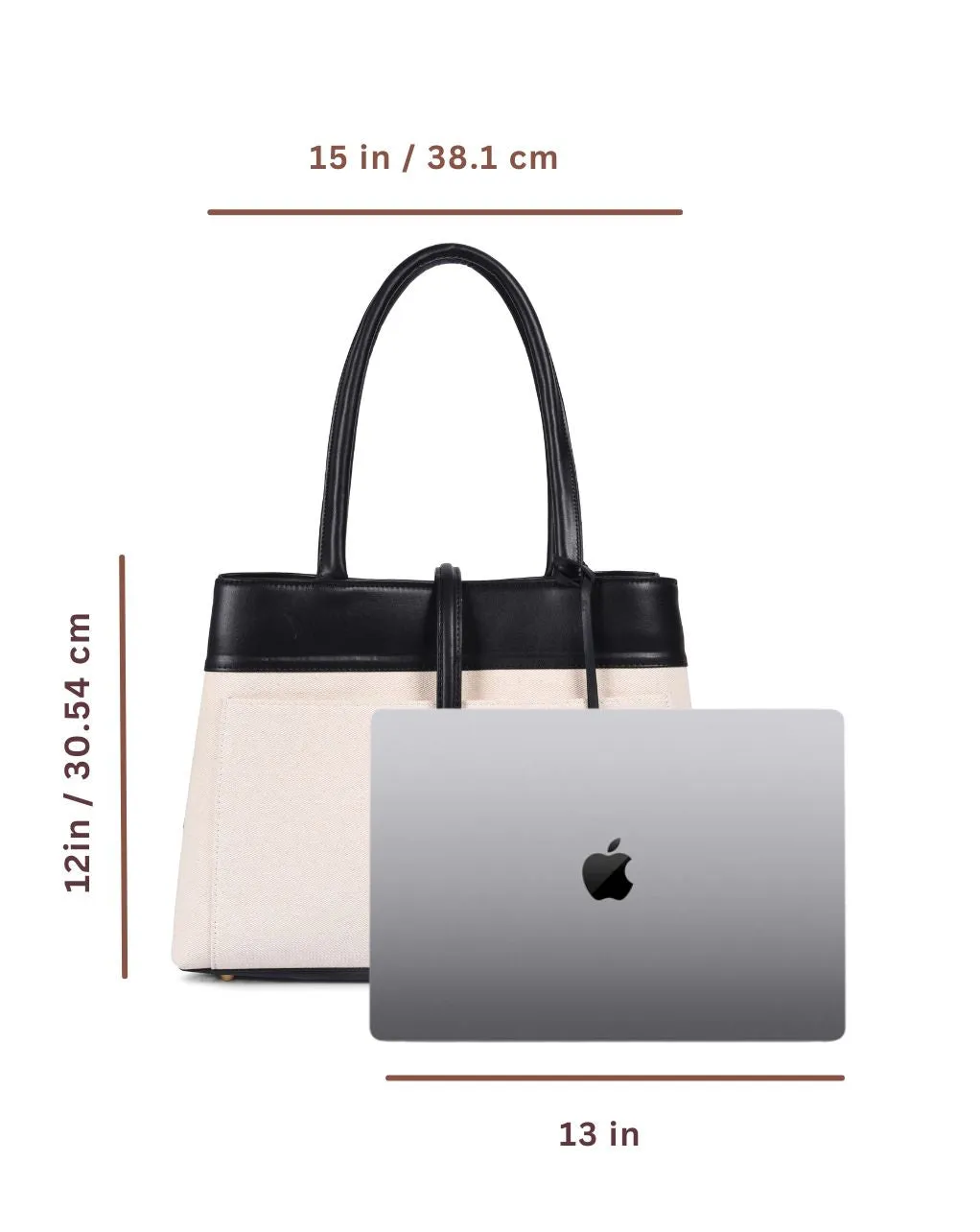 MINDY TOTE BAG | BEIGE & BLACK | MEDIUM