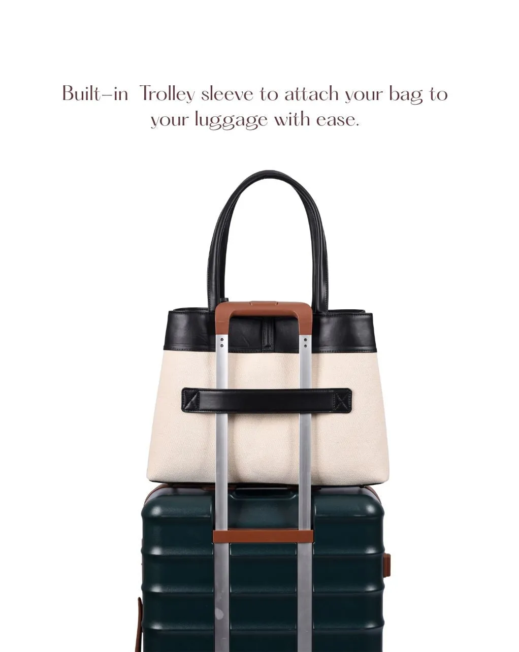 MINDY TOTE BAG | BEIGE & BLACK | MEDIUM