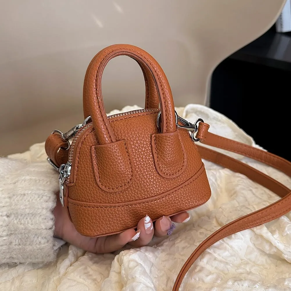 Mini Top Handle Bag Small Purse Cute Crossbody Bags For Women Micro Tote Purse Tiny Shoulder Handbag Faux Leather
