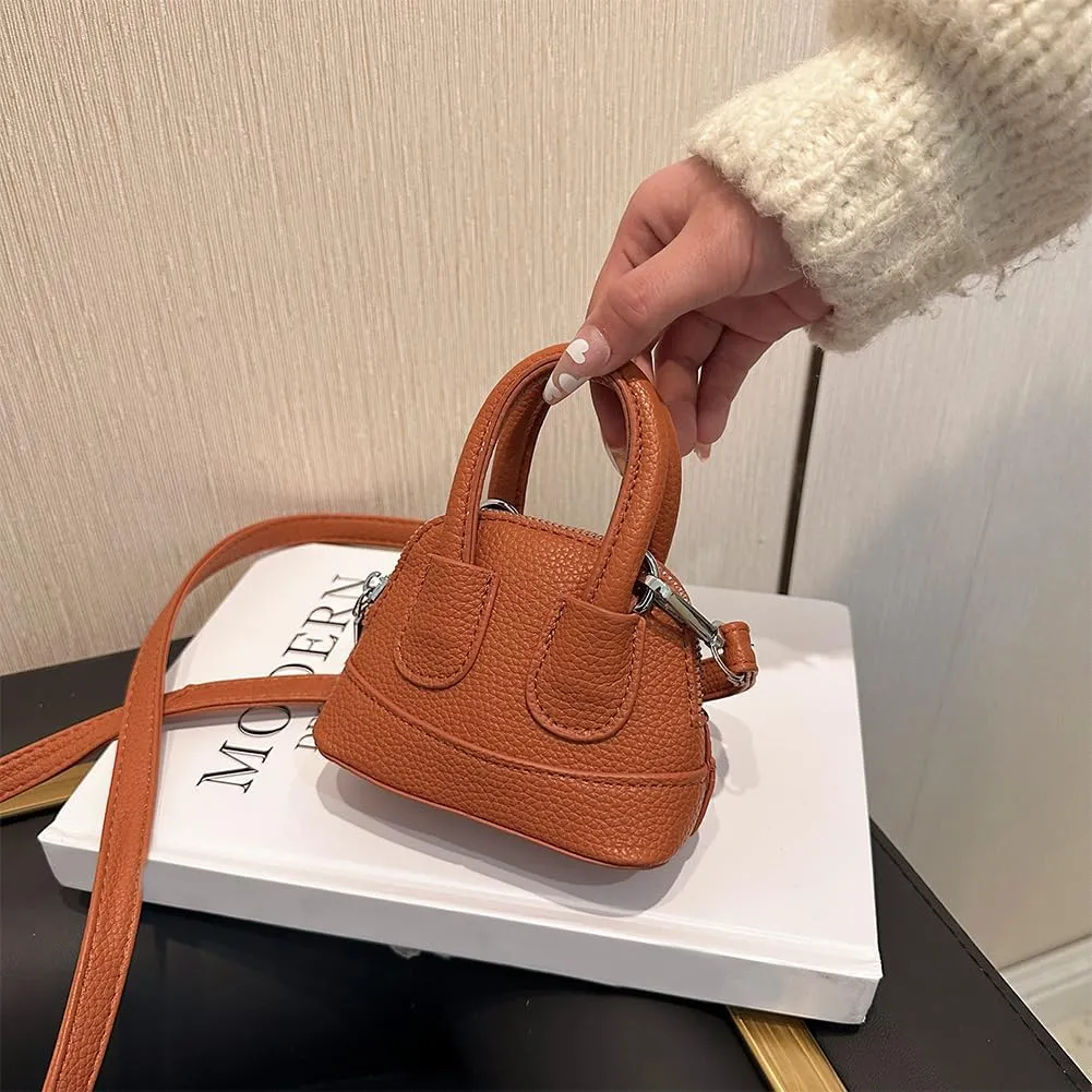 Mini Top Handle Bag Small Purse Cute Crossbody Bags For Women Micro Tote Purse Tiny Shoulder Handbag Faux Leather