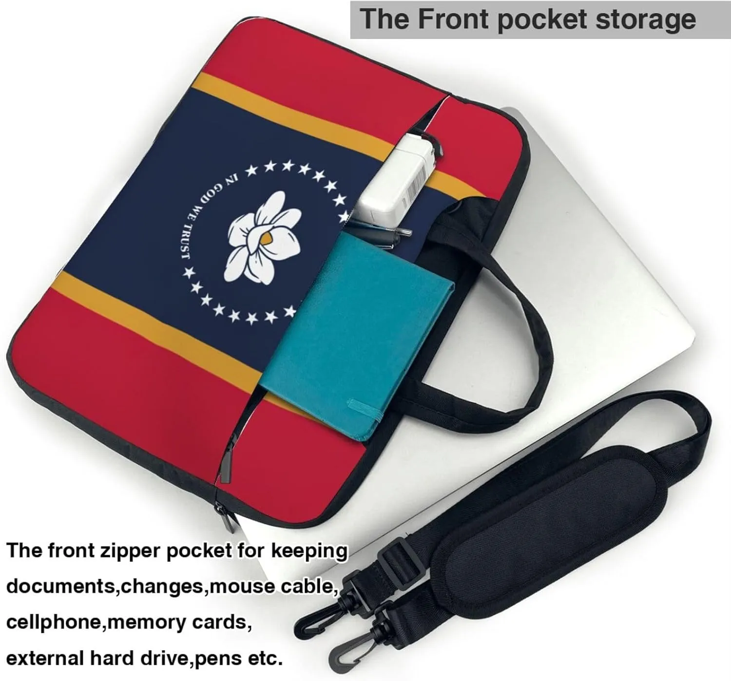 Mississippi State Flag Print Work Laptop Bag Stylish and Protective Laptop Case Briefcase for Men Women Office