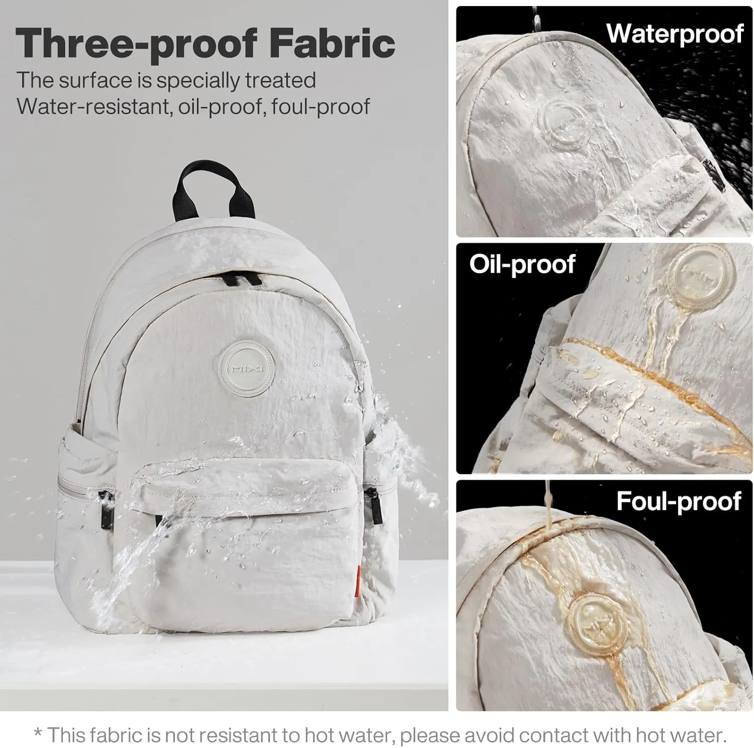 mixi Outdoor Lightweight Backpack Casual Carry On Laptop Backpack Travel Bookbag for Women Men, Water Resistant Durable Small Hiking Bag for Camping Weekender Sports College Work, 15 Inch, Light Gray