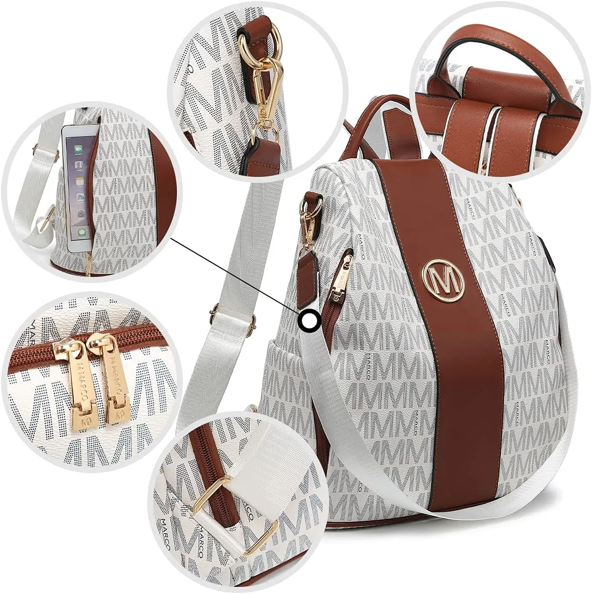 MKP COLLECTION Women Fashion Backpack Purse Multi Pockets Anti-Theft Rucksack Travel Shoulder Bag Handbag Set 2pcs