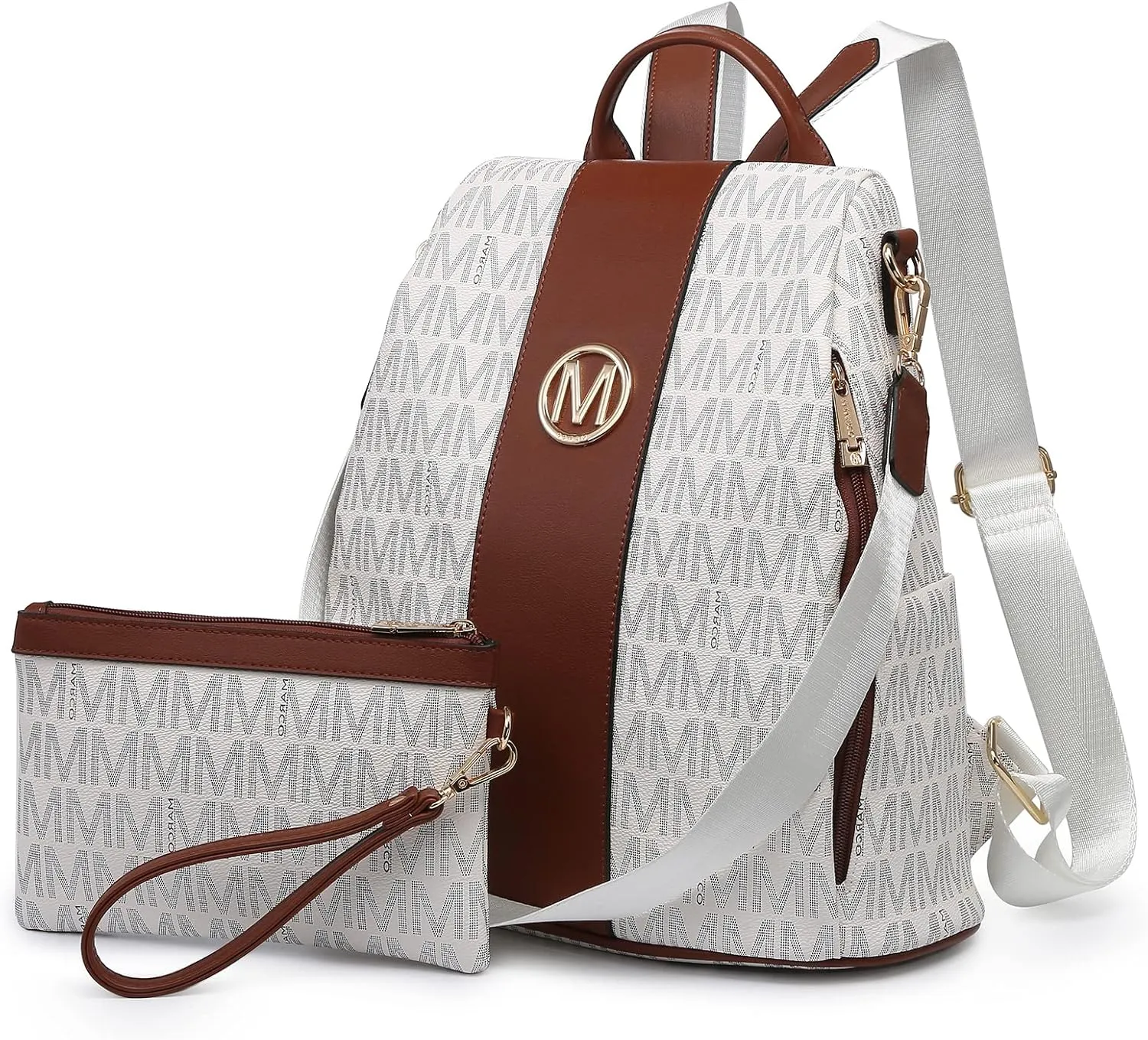 MKP COLLECTION Women Fashion Backpack Purse Multi Pockets Anti-Theft Rucksack Travel Shoulder Bag Handbag Set 2pcs