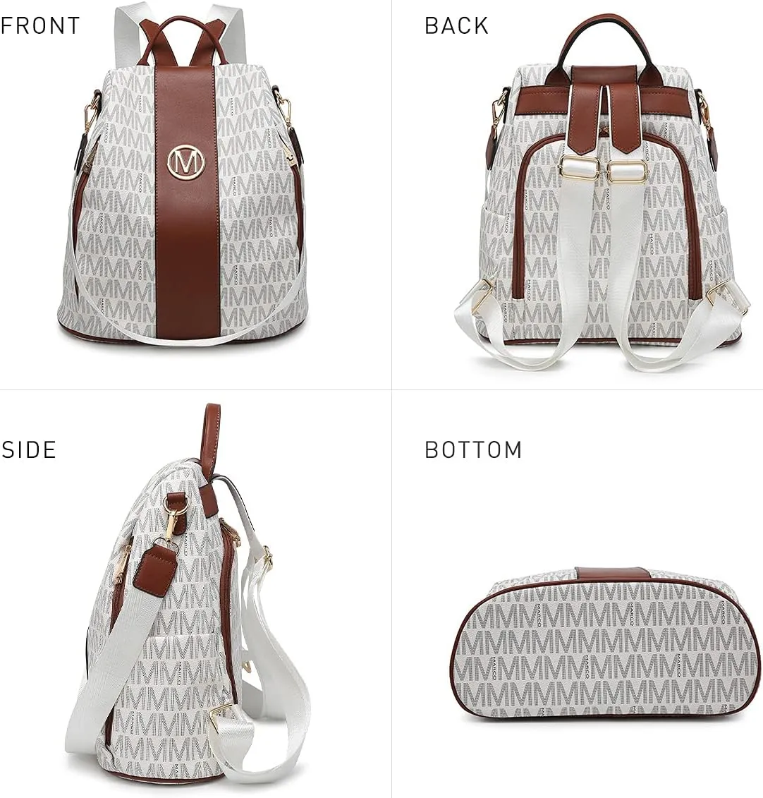 MKP COLLECTION Women Fashion Backpack Purse Multi Pockets Anti-Theft Rucksack Travel Shoulder Bag Handbag Set 2pcs