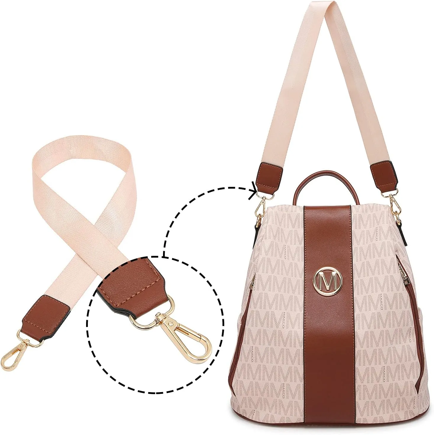 MKP COLLECTION Women Fashion Backpack Purse Multi Pockets Anti-Theft Rucksack Travel Shoulder Bag Handbag Set 2pcs