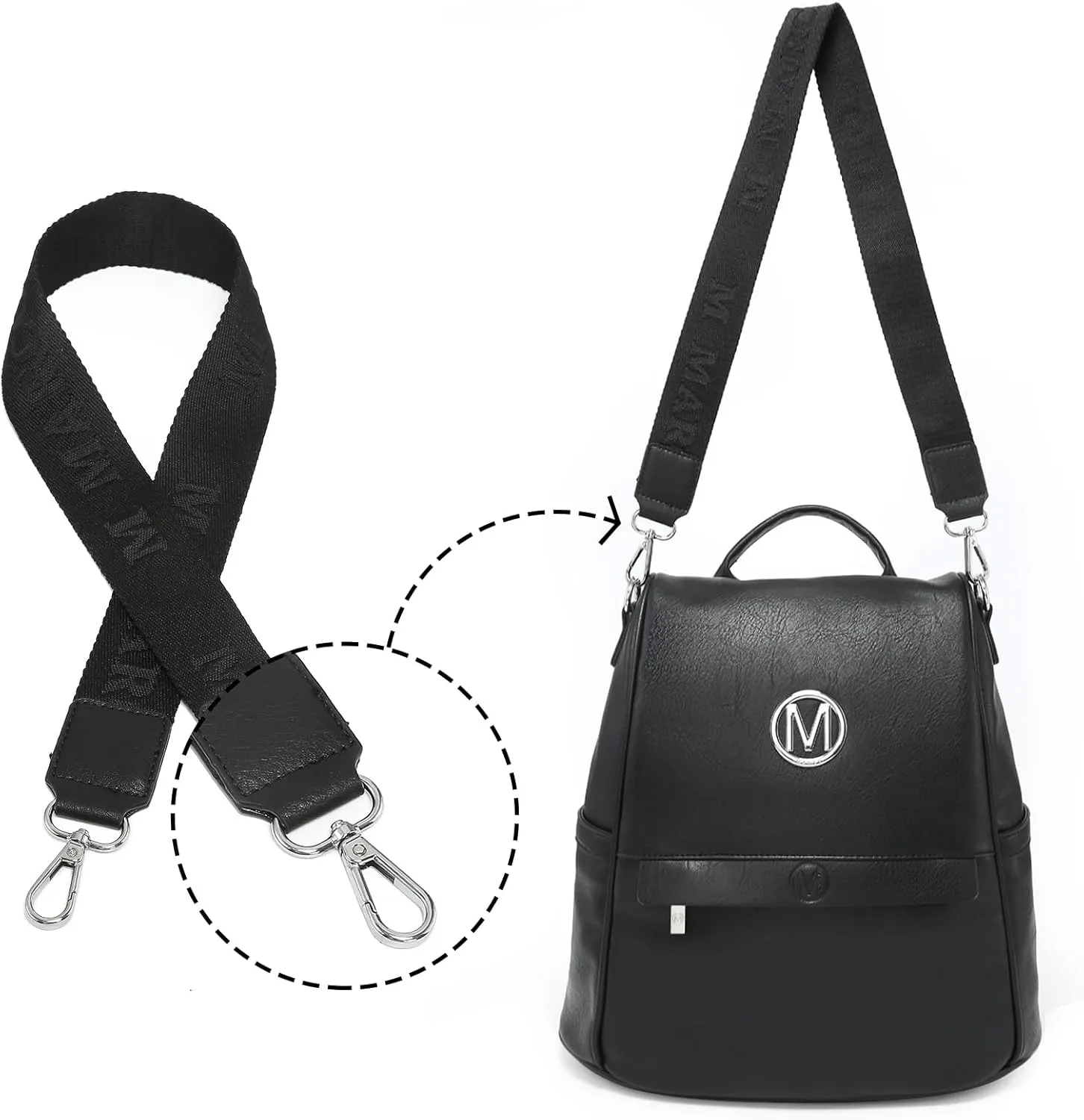 MKP Women Fashion Backpack Purse Multi Pockets Signature Anti-Theft Rucksack Travel Ladies Shoulder Bag Handbag 2Pcs
