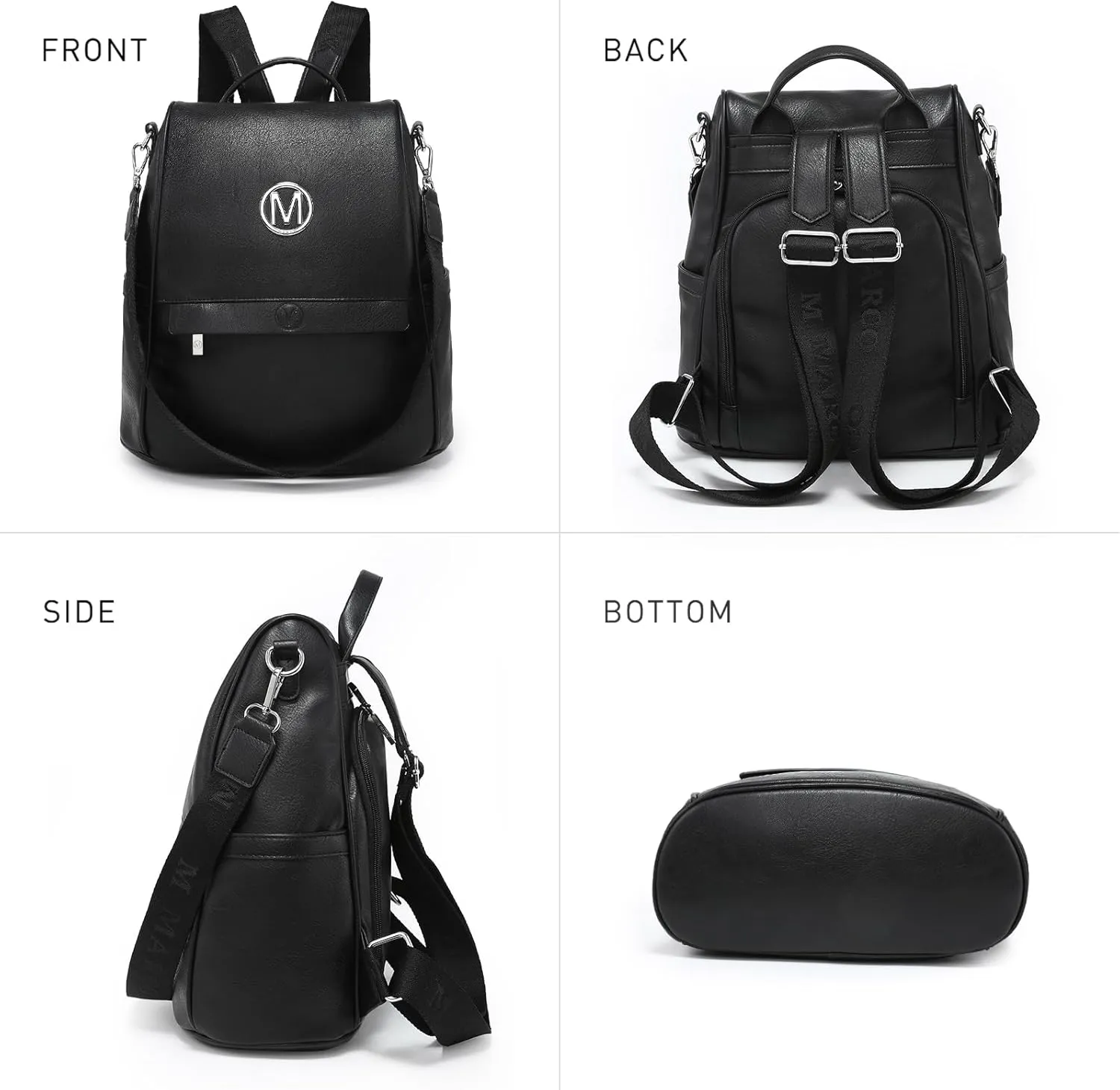 MKP Women Fashion Backpack Purse Multi Pockets Signature Anti-Theft Rucksack Travel Ladies Shoulder Bag Handbag 2Pcs