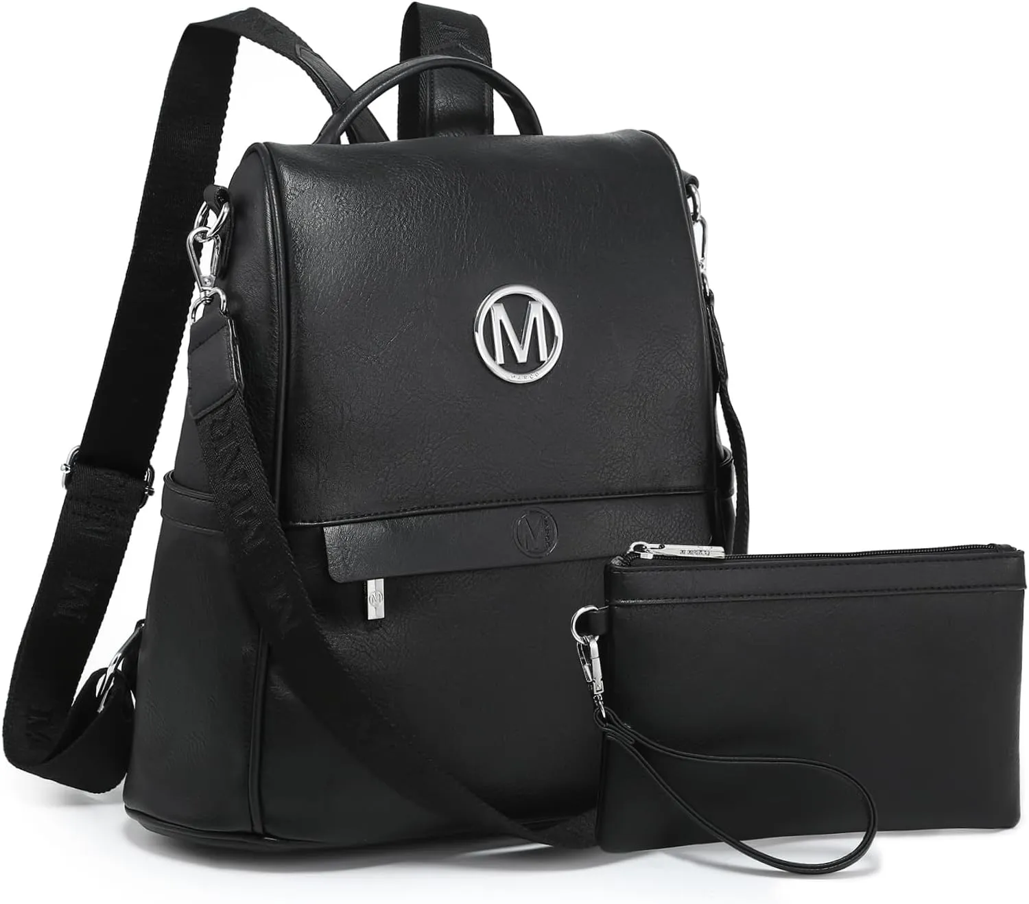 MKP Women Fashion Backpack Purse Multi Pockets Signature Anti-Theft Rucksack Travel Ladies Shoulder Bag Handbag 2Pcs