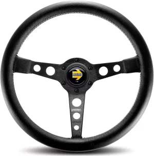 MOMO Motorsport Prototipo Steering Wheel Black Leather Grip Black Anodized Spoke White Stitching 350mm