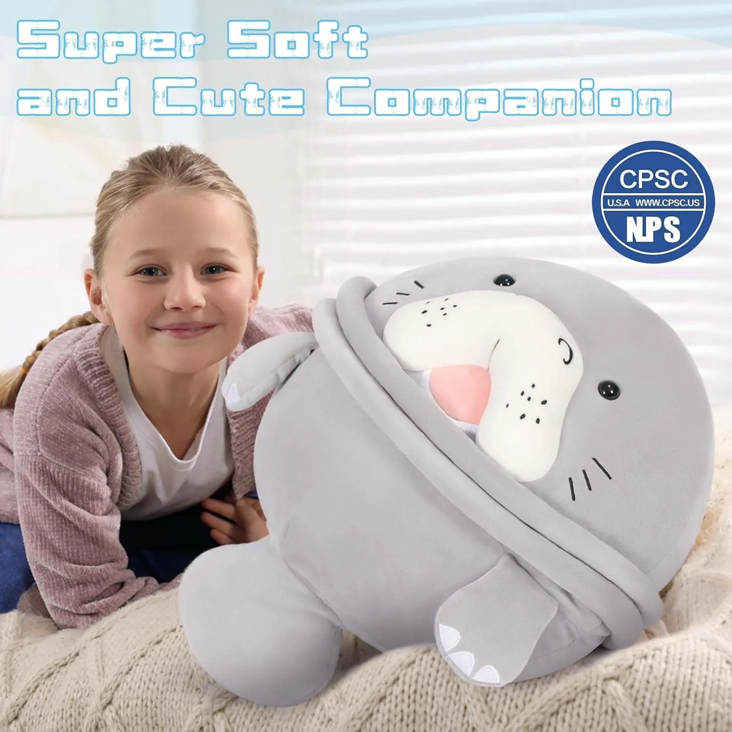 MorisMos Manatee Stuffed Animal Plush with Babies – Large Sea Cow Toys,Soft Stuffed Manatee Hugging Pillow for Kids Adults,Marine Animal Gift & Ocean Plush for Home Decor,CPC Certified
