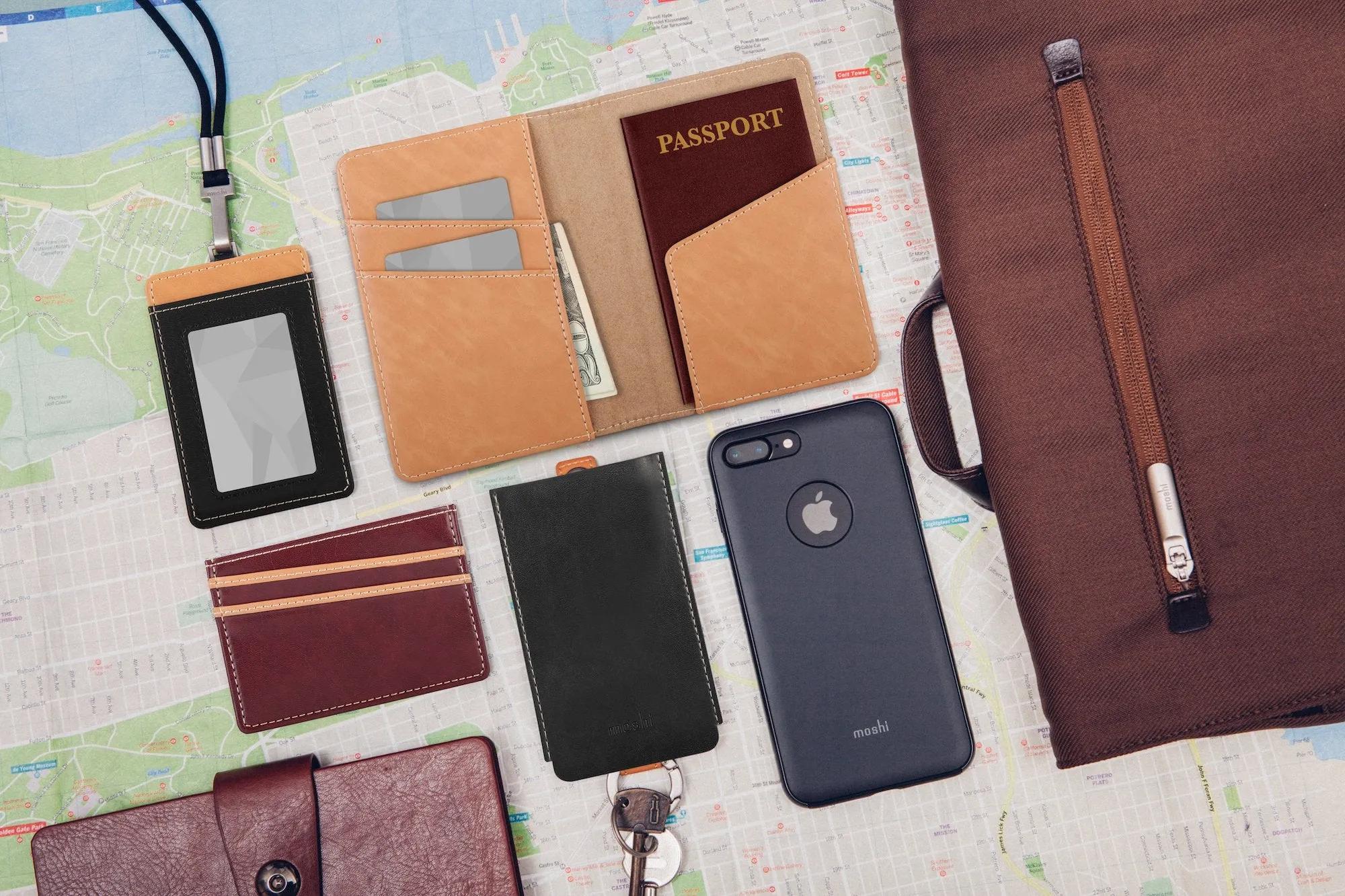 Moshi Badge Holder Vegan Leather Travel Accessory