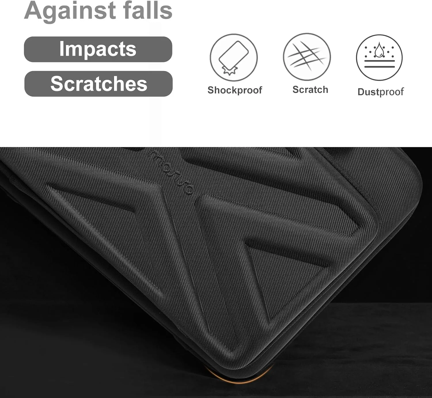 MOSISO 15.6-16 inch Laptop Hard Case, 15 inch Shockproof Waterproof Laptop Case Hard Shell Compatible with MacBook HP Dell, Carrying Sleeve Computer Bag with Sturdy Handle&Front Pocket&Belt, Black