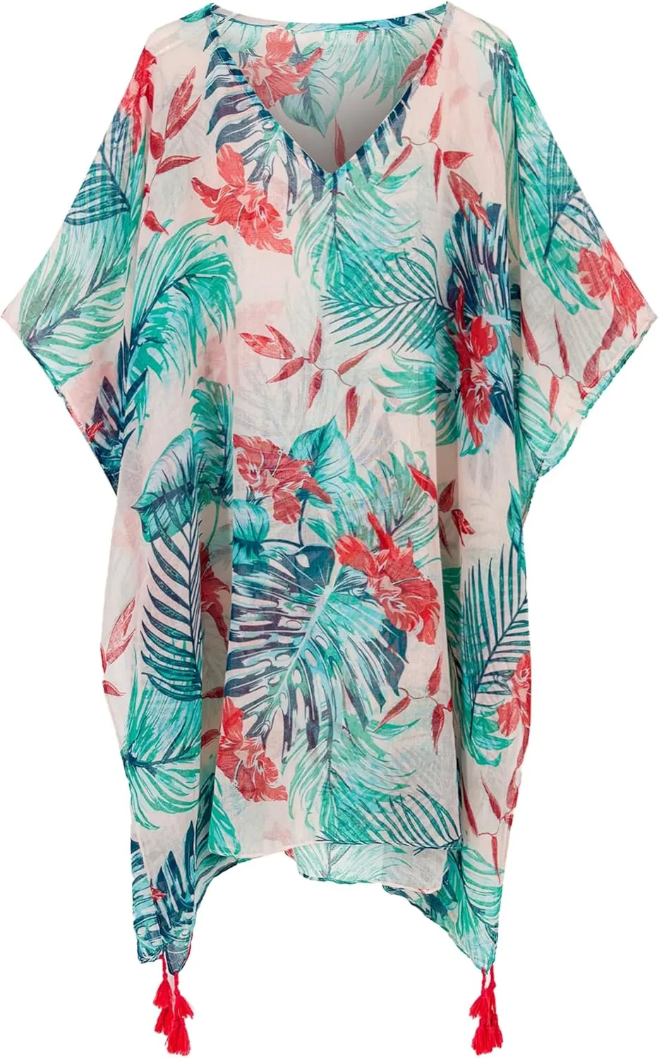 Moss Rose Women's Swimsuit Cover up Beach Kaftan for Bathing Suit with Floral Pattern
