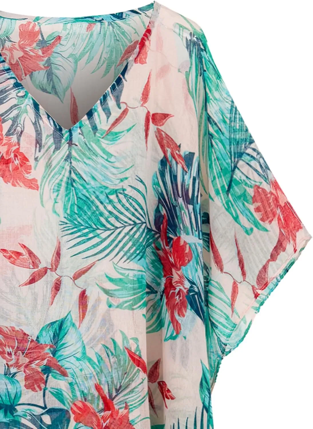 Moss Rose Women's Swimsuit Cover up Beach Kaftan for Bathing Suit with Floral Pattern