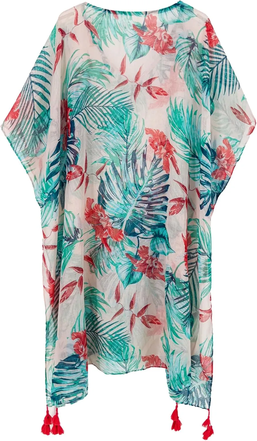 Moss Rose Women's Swimsuit Cover up Beach Kaftan for Bathing Suit with Floral Pattern