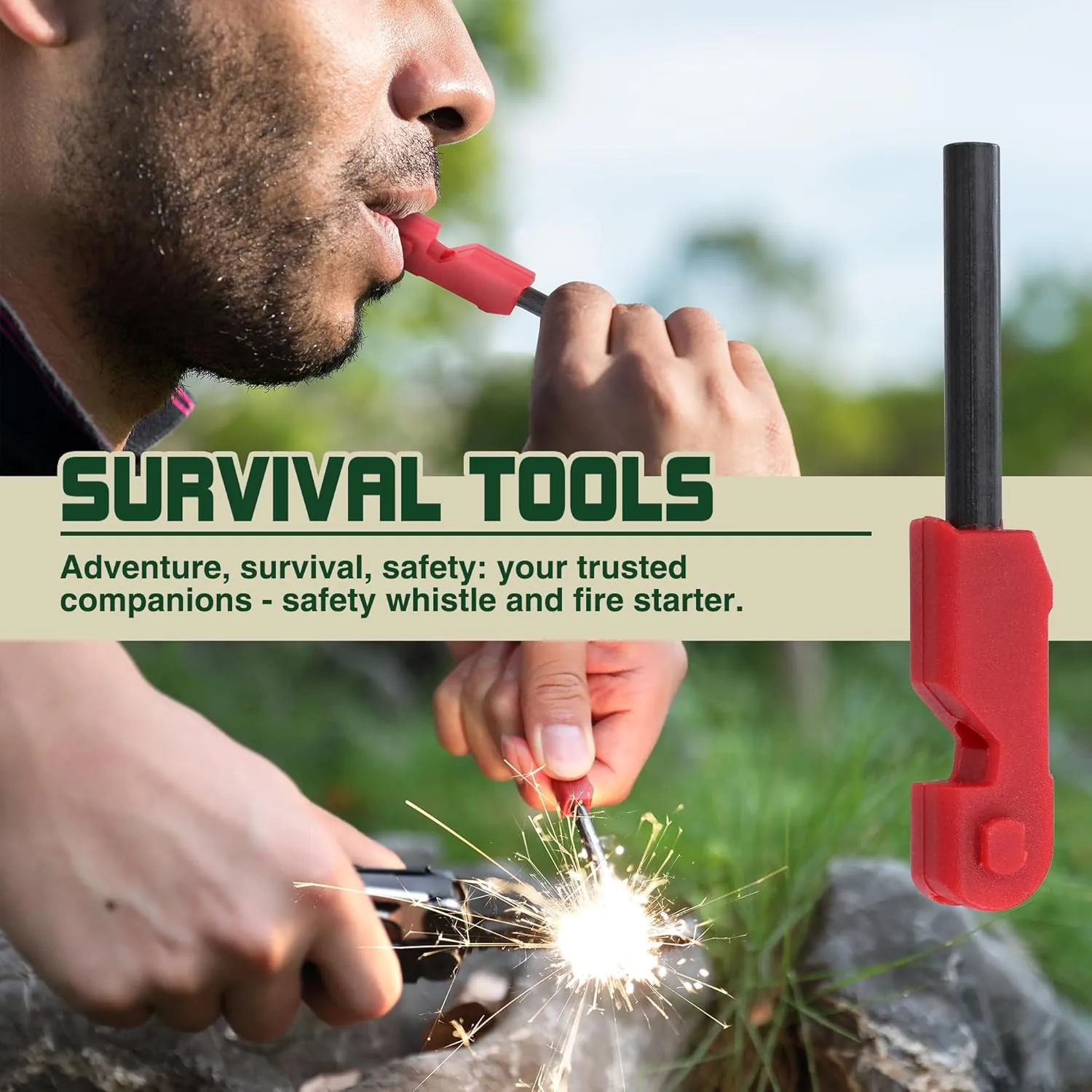 MOSSY OAK Multitool, 19-in-1 Stainless Steel Multi Tool Pliers, Survival Tools with Fire Starter, Window Breaker, Whistler, Self-locking EDC Gear with Sheath for Outdoor, Survival, Camping, Hiking