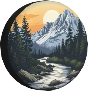 Mountains Nature Sunset Scenery Spare Tire Cover Weatherproof Universal Wheel Protectors Wheel Covers for RV Camper Travel Trailer SUV Truck 17 Inch
