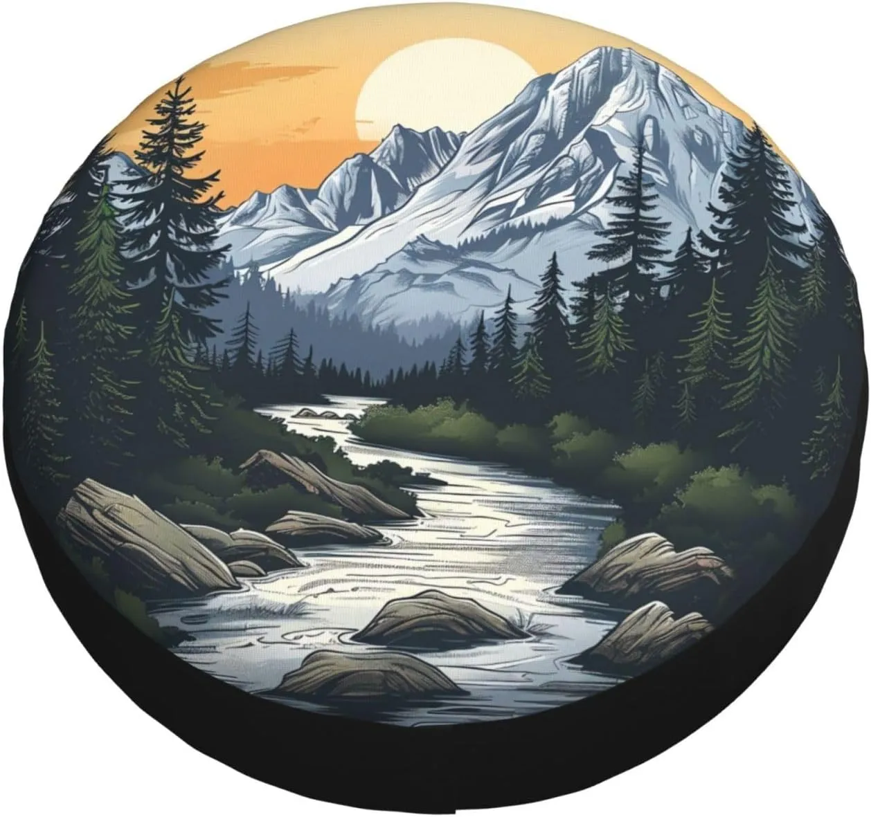 Mountains Nature Sunset Scenery Spare Tire Cover Weatherproof Universal Wheel Protectors Wheel Covers for RV Camper Travel Trailer SUV Truck 17 Inch