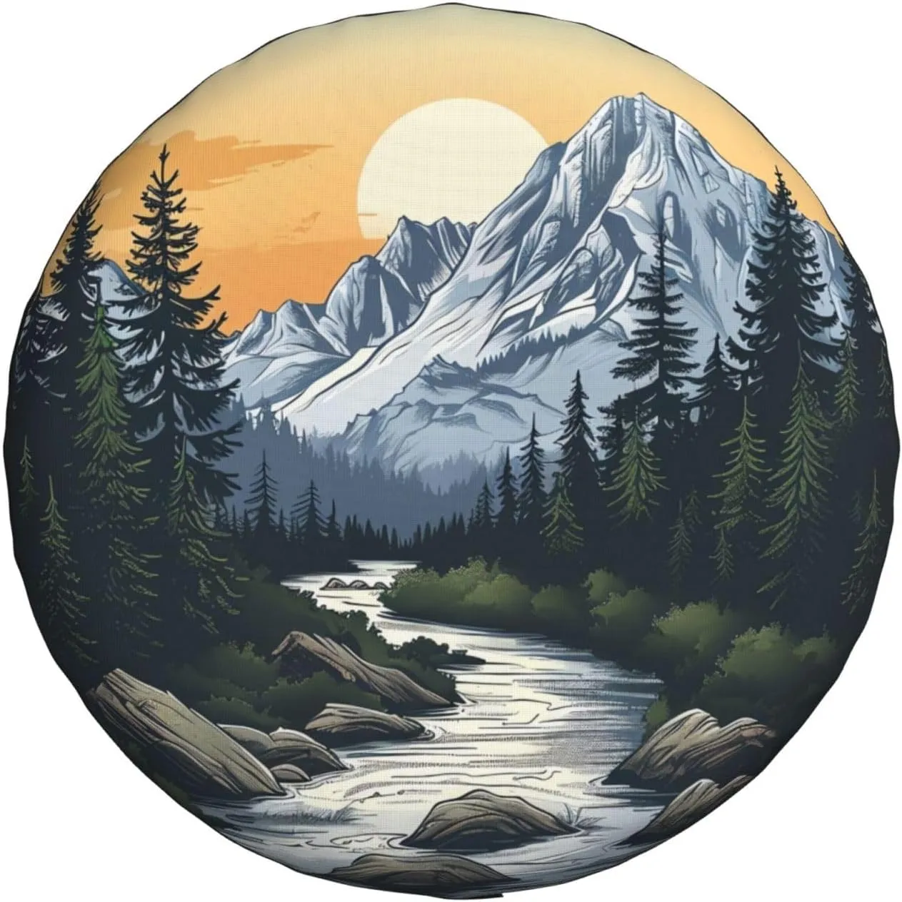 Mountains Nature Sunset Scenery Spare Tire Cover Weatherproof Universal Wheel Protectors Wheel Covers for RV Camper Travel Trailer SUV Truck 17 Inch
