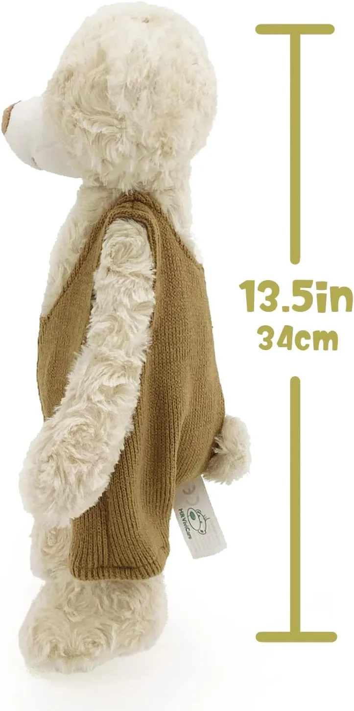 MR VIVICARE 13.5" Cream Beige Bear Stuffed Animals for Kids and New Born Babies,Knitted Dressed Stuffed Teddy Bear Plush Toys for Boys and Girls,Great Gifts on Birthday,Christmas,Machine Washable