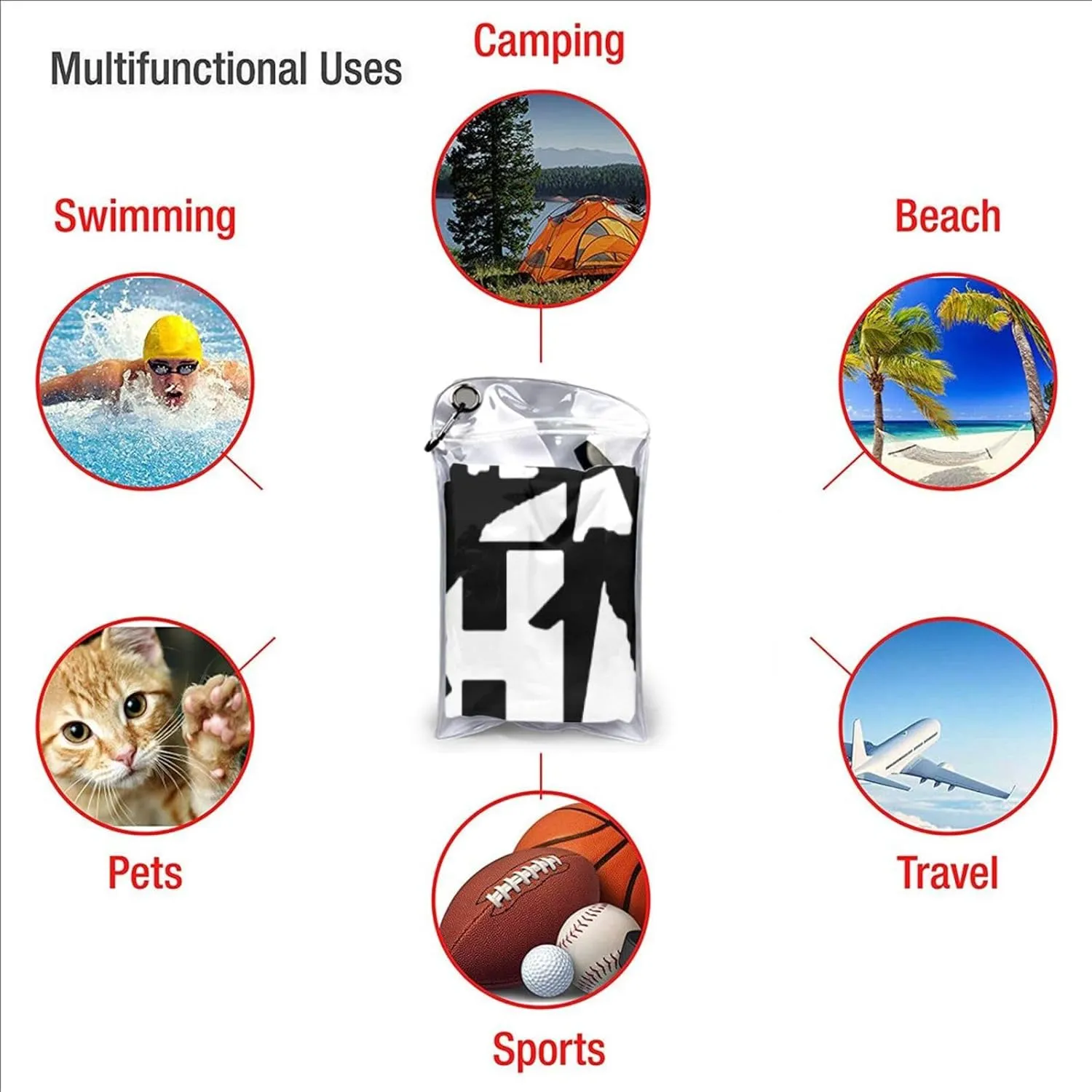 Muay Thai Beach Towel with Travel Bag 31.5"x63" Quick Dry Sand Free Lightweight Large Oversized Towels Light Vacation Essentials