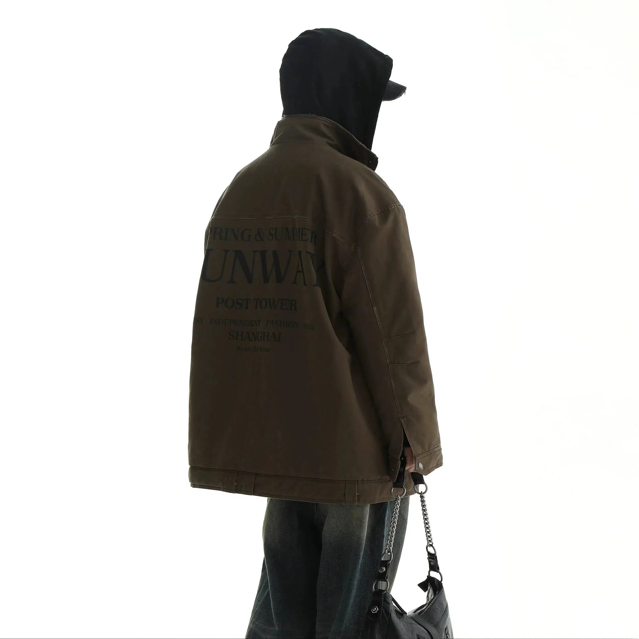 Multi-Pocket Denim Jacket With Distressing
