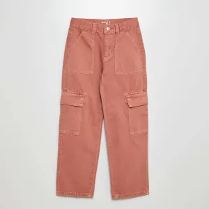 Multi-pocket denim trousers PINK
