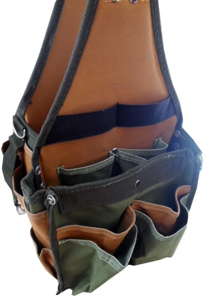 Multi-Pocket Tool Bag | Over 20 Pockets | 600D Nylon Construction | 8.5" x 8" x 16" | Tape Measure Clip & Shoulder Strap