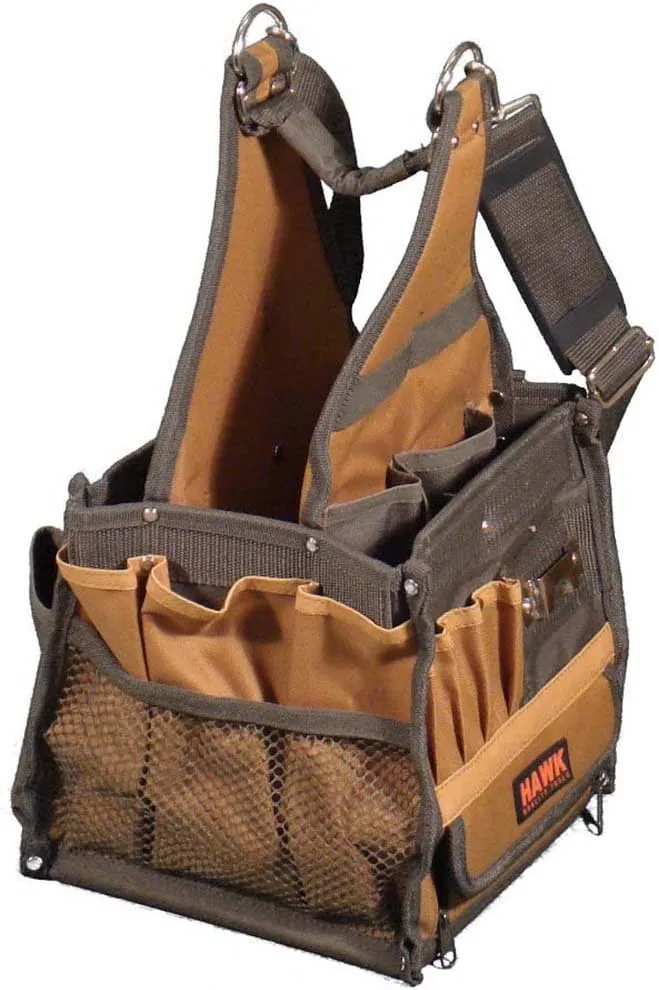 Multi-Pocket Tool Bag | Over 20 Pockets | 600D Nylon Construction | 8.5" x 8" x 16" | Tape Measure Clip & Shoulder Strap