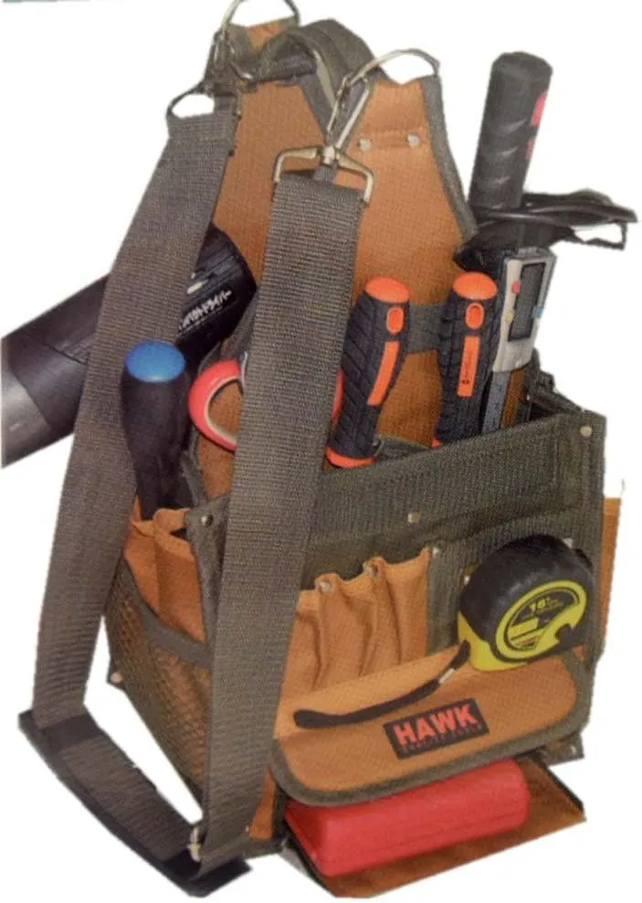 Multi-Pocket Tool Bag | Over 20 Pockets | 600D Nylon Construction | 8.5" x 8" x 16" | Tape Measure Clip & Shoulder Strap
