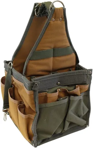 Multi-Pocket Tool Bag | Over 20 Pockets | 600D Nylon Construction | 8.5" x 8" x 16" | Tape Measure Clip & Shoulder Strap