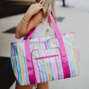 Multicolored Stripes Oversized Foldable Tote