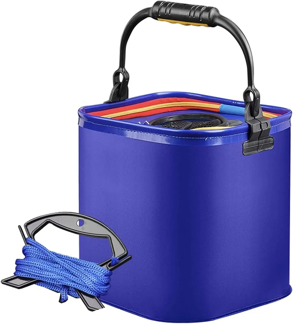 Multifunction Folding Bucket for Travel， Fishing Bucket Fishing Bait Bucket Collapsible Fishing Bucket Portable Fish Bucket Live Fish Container