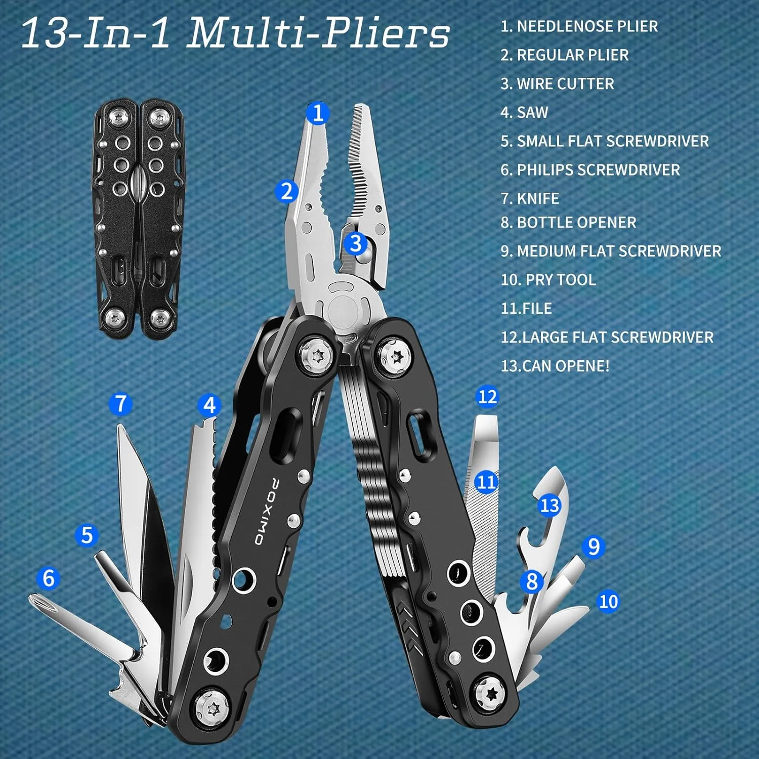 Multitool Gift Set for Men Dad Him, 3-in-1 EDC Survival Kit with 14 in1 Multi-Pliers, Pocket Knife & Tactical Pen | Premium Military-Grade Multi Tools for Camping, Car, Father’s Day, Dad Gifts